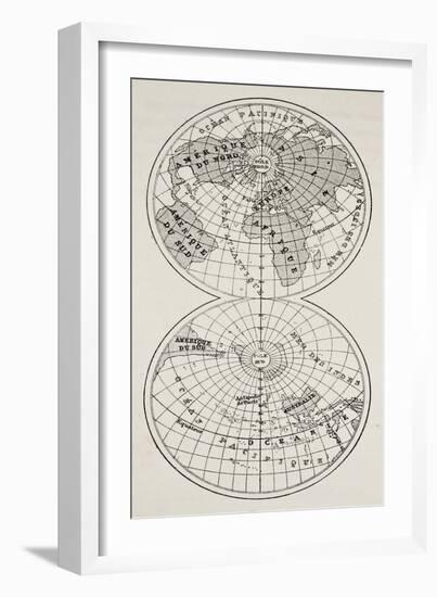 Old Globe Map Of Continents And Oceans On Earth'S Surface-marzolino-Framed Art Print