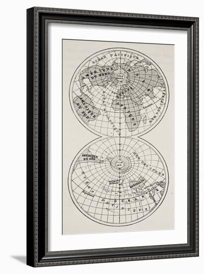 Old Globe Map Of Continents And Oceans On Earth'S Surface-marzolino-Framed Art Print