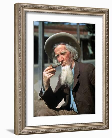 Old Gold Miner Hubert Brady, 68, Tells Tourists Tales of the Gold Rush Days, Columbia, California-Herbert Gehr-Framed Photographic Print