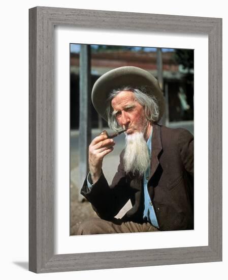 Old Gold Miner Hubert Brady, 68, Tells Tourists Tales of the Gold Rush Days, Columbia, California-Herbert Gehr-Framed Photographic Print