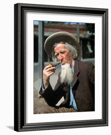 Old Gold Miner Hubert Brady, 68, Tells Tourists Tales of the Gold Rush Days, Columbia, California-Herbert Gehr-Framed Photographic Print
