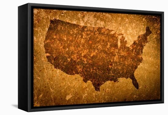 Old Grunge Map Of United States Of America-f9photos-Framed Stretched Canvas