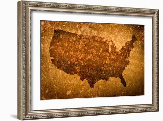 Old Grunge Map Of United States Of America-f9photos-Framed Art Print