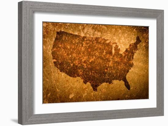 Old Grunge Map Of United States Of America-f9photos-Framed Art Print