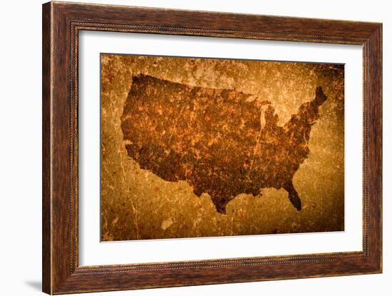 Old Grunge Map Of United States Of America-f9photos-Framed Art Print