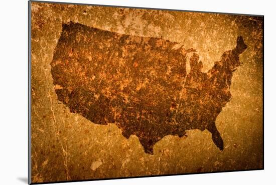 Old Grunge Map Of United States Of America-f9photos-Mounted Art Print