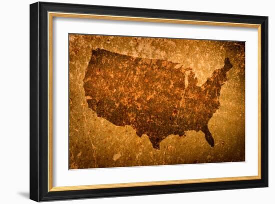 Old Grunge Map Of United States Of America-f9photos-Framed Art Print