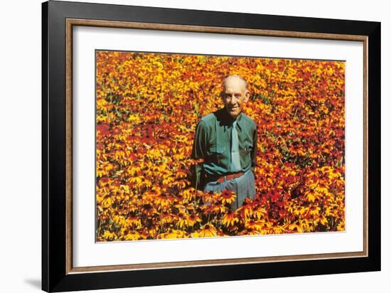 Old Guy in Field of Daisies-null-Framed Art Print