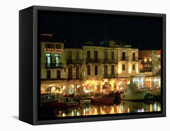 Old Harbour at Night, Rethymnon, Crete, Greece-Peter Thompson-Framed Premier Image Canvas