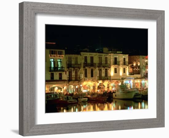 Old Harbour at Night, Rethymnon, Crete, Greece-Peter Thompson-Framed Photographic Print