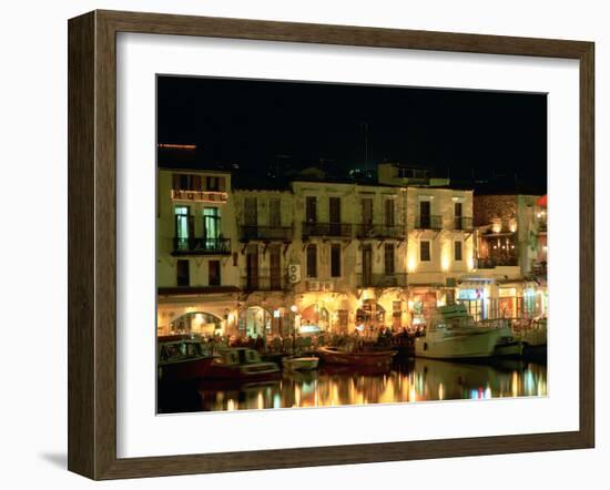 Old Harbour at Night, Rethymnon, Crete, Greece-Peter Thompson-Framed Photographic Print