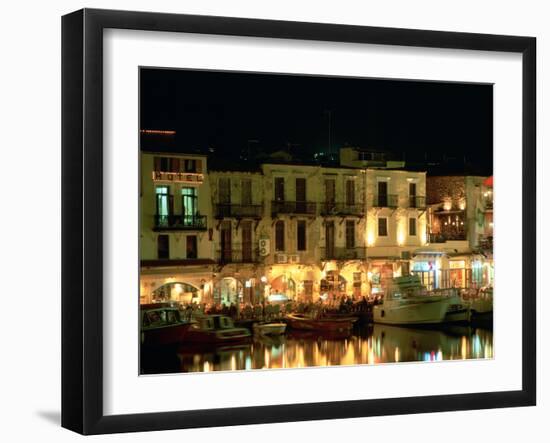 Old Harbour at Night, Rethymnon, Crete, Greece-Peter Thompson-Framed Photographic Print