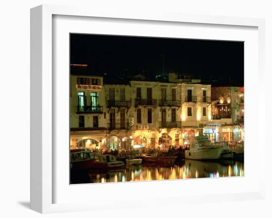 Old Harbour at Night, Rethymnon, Crete, Greece-Peter Thompson-Framed Photographic Print