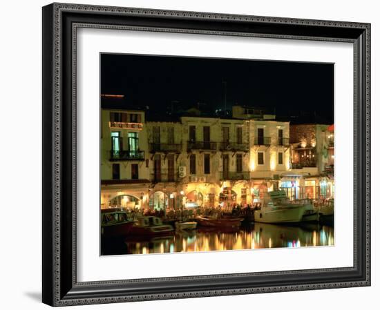Old Harbour at Night, Rethymnon, Crete, Greece-Peter Thompson-Framed Photographic Print