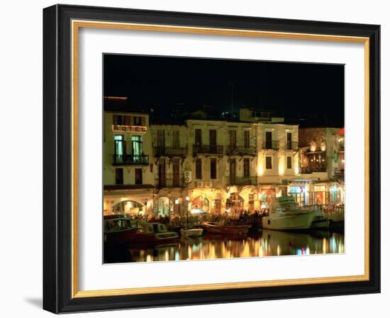 Old Harbour at Night, Rethymnon, Crete, Greece-Peter Thompson-Framed Photographic Print