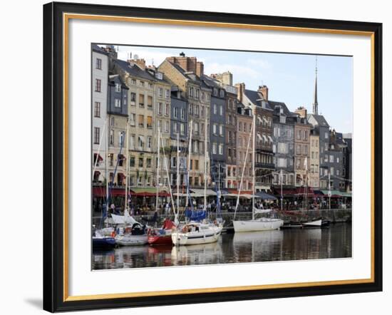 Old Harbour, St. Catherine's Quay and Spire of St. Catherine's Church Behind, Honfleur-Peter Richardson-Framed Photographic Print