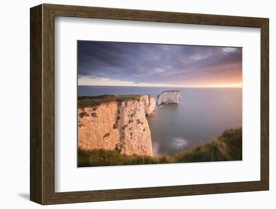 Old Harry Rocks, colourful sunrise, Studland, Dorset, UK-Ross Hoddinott-Framed Photographic Print