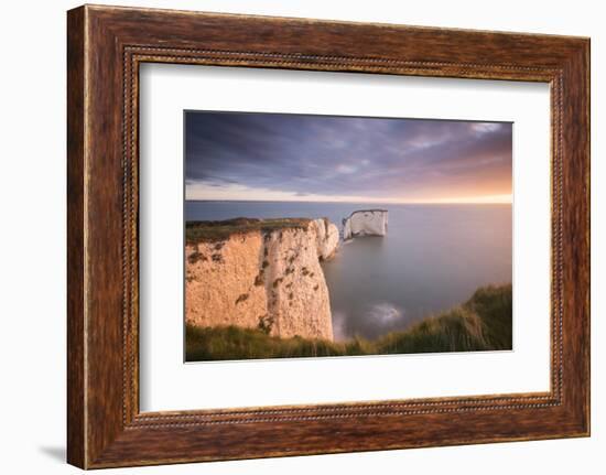 Old Harry Rocks, colourful sunrise, Studland, Dorset, UK-Ross Hoddinott-Framed Photographic Print