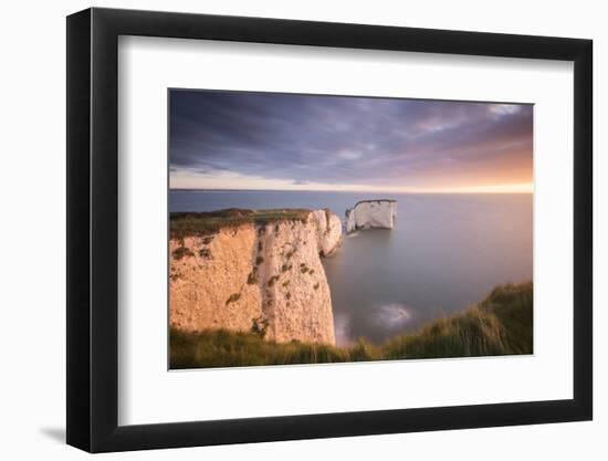 Old Harry Rocks, colourful sunrise, Studland, Dorset, UK-Ross Hoddinott-Framed Photographic Print