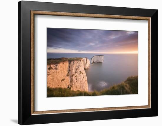 Old Harry Rocks, colourful sunrise, Studland, Dorset, UK-Ross Hoddinott-Framed Photographic Print