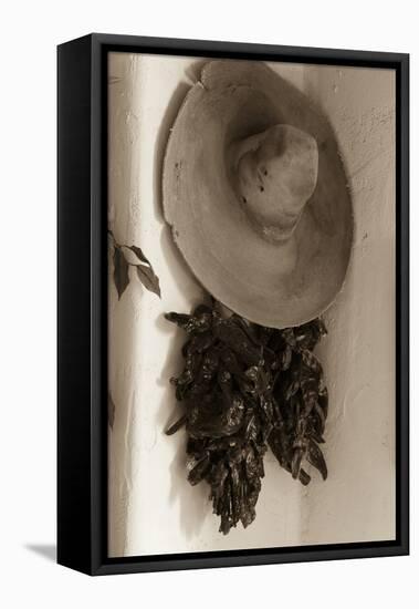 Old Hat and Ristras-Kathy Mahan-Framed Premier Image Canvas