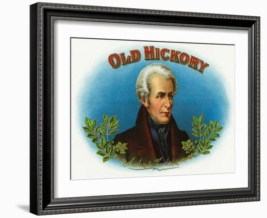 Old Hickory Brand Cigar Box Label, Andrew Jackson-Lantern Press-Framed Art Print