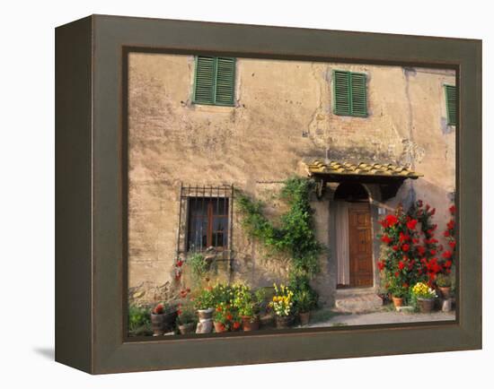 Old Home with Flowers at San Gimignano, Tuscany, Italy-Bill Bachmann-Framed Premier Image Canvas