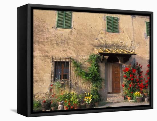 Old Home with Flowers at San Gimignano, Tuscany, Italy-Bill Bachmann-Framed Premier Image Canvas