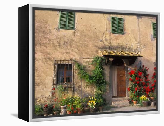 Old Home with Flowers at San Gimignano, Tuscany, Italy-Bill Bachmann-Framed Premier Image Canvas