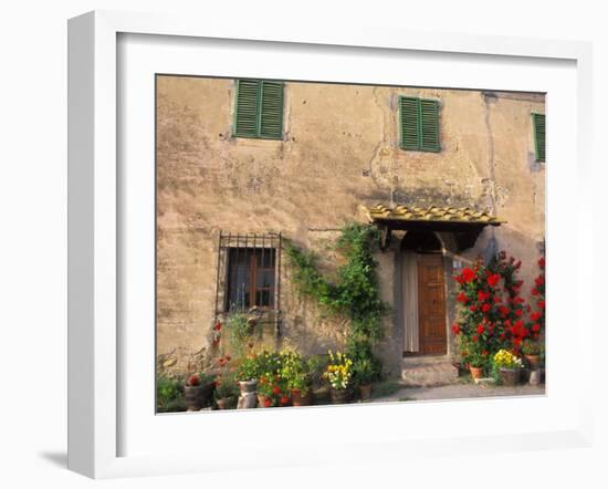 Old Home with Flowers at San Gimignano, Tuscany, Italy-Bill Bachmann-Framed Photographic Print