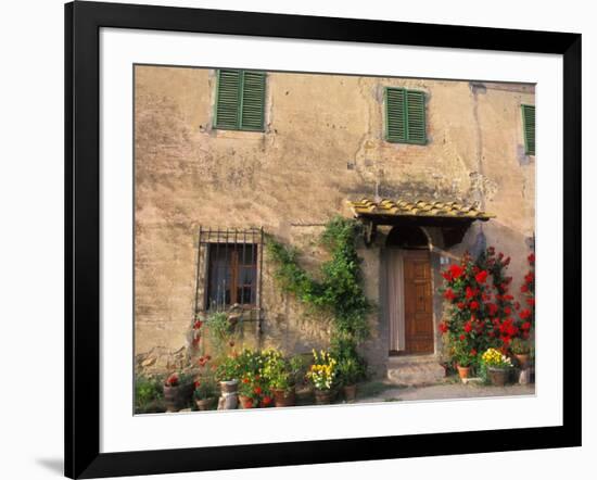 Old Home with Flowers at San Gimignano, Tuscany, Italy-Bill Bachmann-Framed Photographic Print