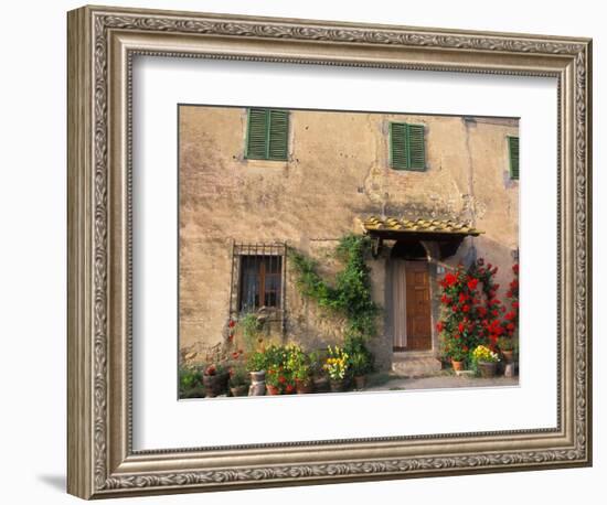 Old Home with Flowers at San Gimignano, Tuscany, Italy-Bill Bachmann-Framed Photographic Print