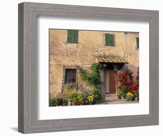 Old Home with Flowers at San Gimignano, Tuscany, Italy-Bill Bachmann-Framed Photographic Print
