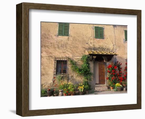 Old Home with Flowers at San Gimignano, Tuscany, Italy-Bill Bachmann-Framed Photographic Print