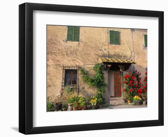 Old Home with Flowers at San Gimignano, Tuscany, Italy-Bill Bachmann-Framed Photographic Print