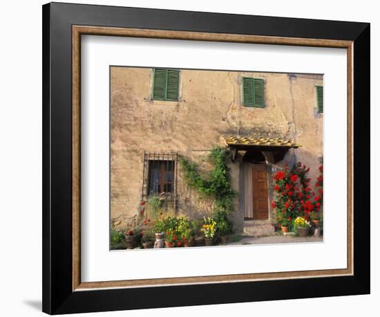 Old Home with Flowers at San Gimignano, Tuscany, Italy-Bill Bachmann-Framed Photographic Print