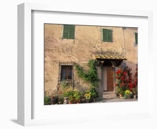 Old Home with Flowers at San Gimignano, Tuscany, Italy-Bill Bachmann-Framed Photographic Print