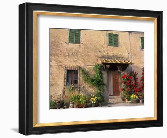 Old Home with Flowers at San Gimignano, Tuscany, Italy-Bill Bachmann-Framed Photographic Print