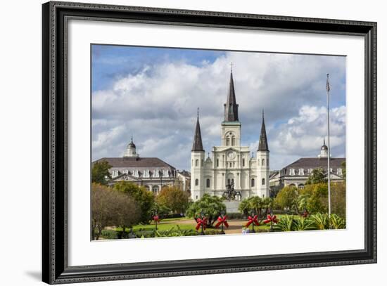 Old Horse Carts in Front of Jackson Square and the St. Louis Cathedral, New Orleans, Louisiana-Michael Runkel-Framed Photographic Print