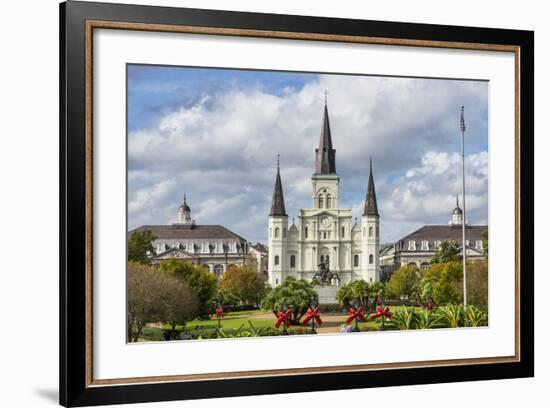 Old Horse Carts in Front of Jackson Square and the St. Louis Cathedral, New Orleans, Louisiana-Michael Runkel-Framed Photographic Print