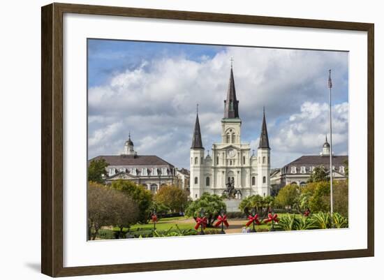 Old Horse Carts in Front of Jackson Square and the St. Louis Cathedral, New Orleans, Louisiana-Michael Runkel-Framed Photographic Print