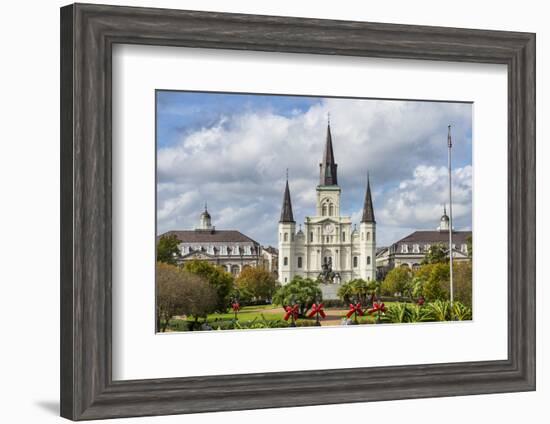 Old Horse Carts in Front of Jackson Square and the St. Louis Cathedral, New Orleans, Louisiana-Michael Runkel-Framed Photographic Print
