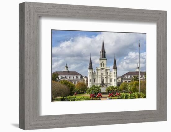 Old Horse Carts in Front of Jackson Square and the St. Louis Cathedral, New Orleans, Louisiana-Michael Runkel-Framed Photographic Print