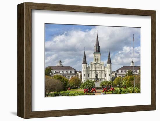 Old Horse Carts in Front of Jackson Square and the St. Louis Cathedral, New Orleans, Louisiana-Michael Runkel-Framed Photographic Print