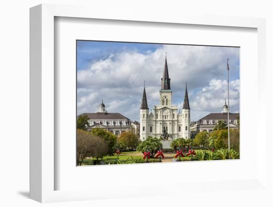 Old Horse Carts in Front of Jackson Square and the St. Louis Cathedral, New Orleans, Louisiana-Michael Runkel-Framed Photographic Print