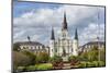 Old Horse Carts in Front of Jackson Square and the St. Louis Cathedral, New Orleans, Louisiana-Michael Runkel-Mounted Photographic Print