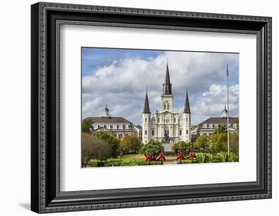 Old Horse Carts in Front of Jackson Square and the St. Louis Cathedral, New Orleans, Louisiana-Michael Runkel-Framed Photographic Print