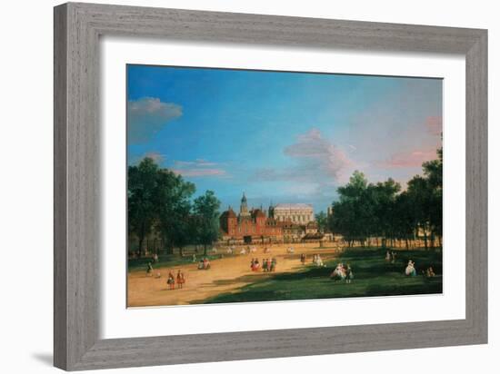 Old Horse Guards and the Banqueting Hall, Whitehall from St James's Park, 1749-Canaletto-Framed Giclee Print