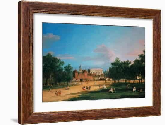 Old Horse Guards and the Banqueting Hall, Whitehall from St James's Park, 1749-Canaletto-Framed Giclee Print