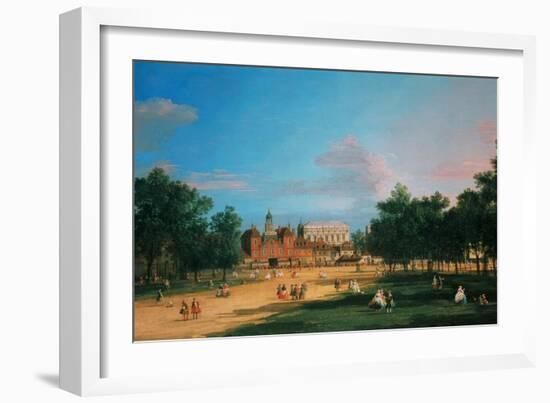 Old Horse Guards and the Banqueting Hall, Whitehall from St James's Park, 1749-Canaletto-Framed Giclee Print